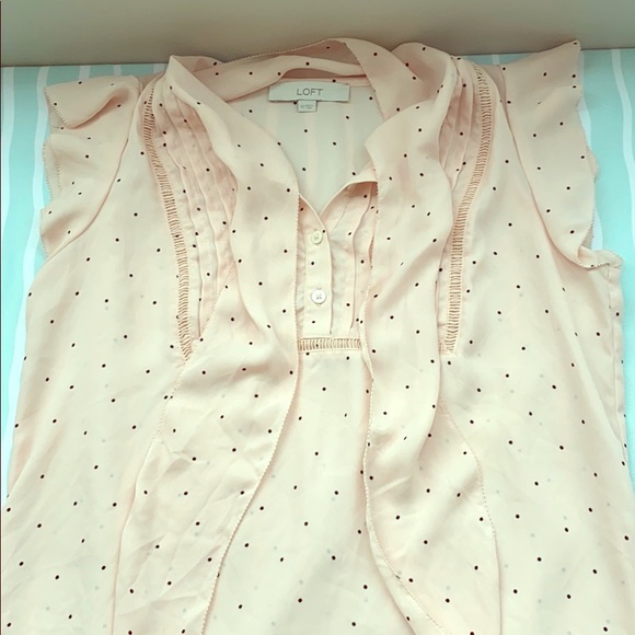 LOFT Tops - Loft Pink and Black Polka Dot Blouse